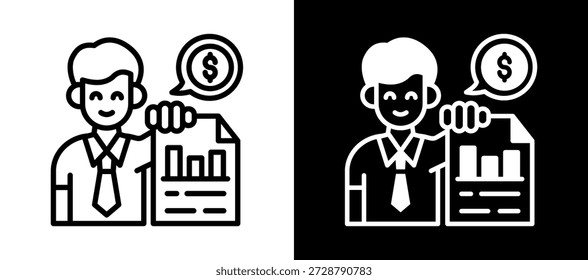 Icono de asesoramiento financiero Ilustración vectorial whiteblack