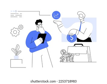 Financial adviser abstract concept vector illustration. Top investment advisors, money management services, personalized financial plan, tax strategy, reach financial goals abstract metaphor.