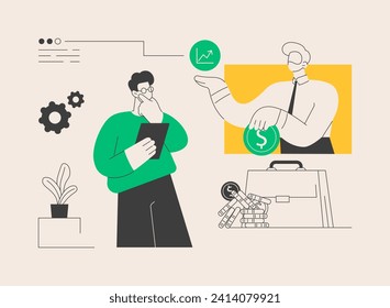 Financial adviser abstract concept vector illustration. Top investment advisors, money management services, personalized financial plan, tax strategy, reach financial goals abstract metaphor.