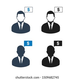 Financial Adviser Icon Set. Flat Style Vector EPS.