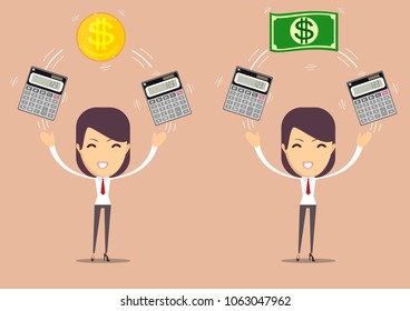 financial advisor - Bookkeeping services and management. Profit, finances concept. Vector, flat illustration