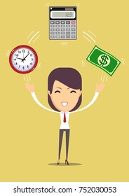 financial advisor - Bookkeeping services and time management. Profit, finances concept. Vector, flat illustration