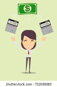 financial advisor - Bookkeeping services and time management. Profit, finances concept. Vector, flat illustration