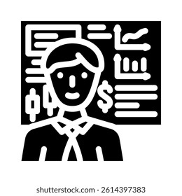 financial advisor budget planning glyph icon vector. financial advisor budget planning sign. isolated symbol illustration