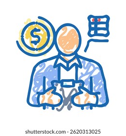 ícone doodle do consultor financeiro esboçar vetor. sinal do consultor financeiro. ilustração de símbolo isolado