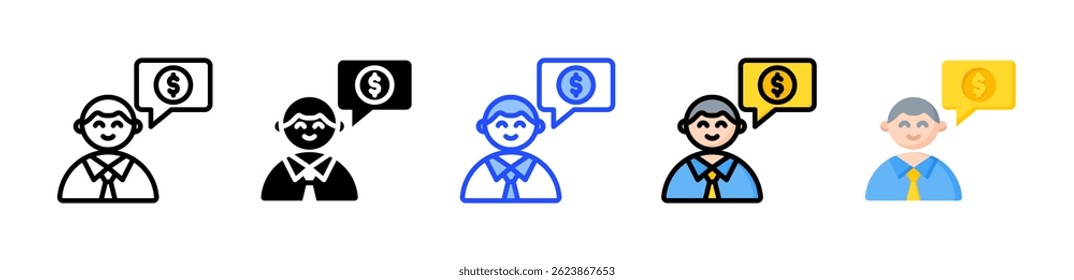Coleção De Ícones Do Financial Advisor Com Vários Estilos