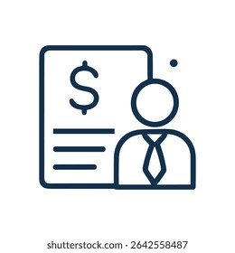 Ícone do Supervisor Financeiro com Pessoa do Documento. Ilustração de símbolo de ícone