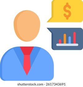 Financial Advisor Icon Flat Vector Illustration