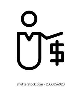 icono del asesor financiero o logotipo símbolo de signo aislado ilustración vectorial - iconos vectoriales de estilo negro de alta calidad
