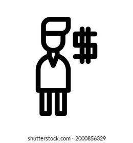 icono del asesor financiero o logotipo símbolo de signo aislado ilustración vectorial - iconos vectoriales de estilo negro de alta calidad
