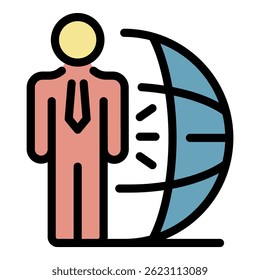 Ícone do consultor financeiro. Contorno financeiro conselheiro vetor ícone cor plano isolado