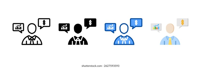 Conjunto de conjuntos de ícones do Financial Advisor. Coleção de ícones de estilo múltiplo perfeita para sites, aplicativos e apresentações. Coleção de ícones de vetor simples