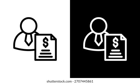 Asesor financiero con diseño de conjunto de iconos