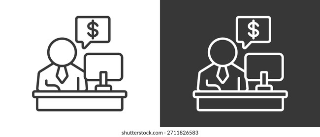 Ícone Do Financial Advisor Defina A Coleção De Vetores Isolada Em Preto-E-Branco