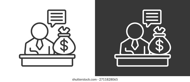 Financial Advisor-Symbolsatz, Vektorgrafik-Kollektion einzeln auf Schwarz und Weiß