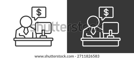 Financial Advisor Icon Set Vector Collection Isolated In Black And White