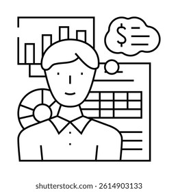financial advisor line icon vector. financial advisor sign. isolated contour symbol black illustration