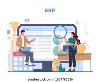 Financial advisor online service or platform. Business character consulting of financial operation. ERP. Isolated flat vector illustration