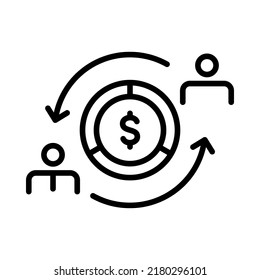 Icono de servicio de asesor financiero. Diseño sencillo. vector de contorno. Aislado sobre fondo blanco.