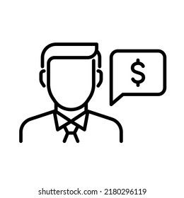 Financial advisor service icon. Simple design. Outline vector. Isolated on white background.