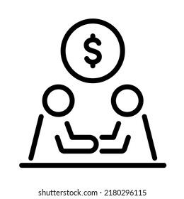 Asesor financiero. Diseño sencillo. vector de contorno. Aislado sobre fondo blanco.
