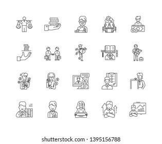 Financial advisors line icons, signs, vector set, outline illustration concept 