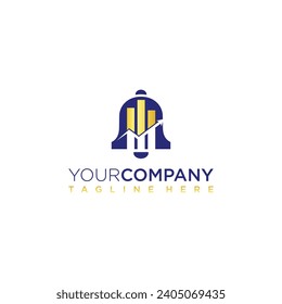 Financial advisors logo design template with abstract bell and diagram
