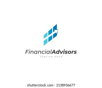 Inspiración de diseño de vectores con el logotipo de asesores financieros