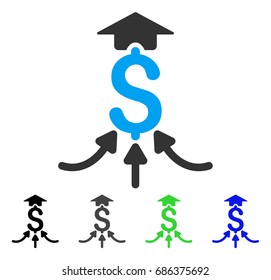 Financial Aggregator flat vector illustration. Colored financial aggregator gray, black, blue, green icon variants. Flat icon style for application design.