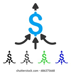 Financial Aggregator flat vector pictograph. Colored financial aggregator gray, black, blue, green pictogram variants. Flat icon style for graphic design.