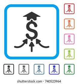 Financial Aggregator icon. Flat gray iconic symbol in a light blue rounded frame. Black, gray, green, blue, red, orange color additional versions of Financial Aggregator vector.