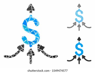 Financial aggregator mosaic of joggly elements in various sizes and color tints, based on financial aggregator icon. Vector bumpy elements are grouped into mosaic.