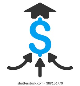 Financial Aggregator vector icon. Style is bicolor flat symbol, blue and gray colors, white background.