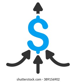 Financial Aggregator vector icon. Style is bicolor flat symbol, blue and gray colors, white background.