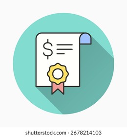 Flatsymbol für Finanzabkommen mit Schatten.