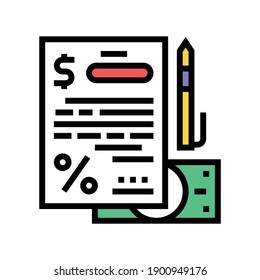 financial agreement for getting loan color icon vector. financial agreement for getting loan sign. isolated symbol illustration