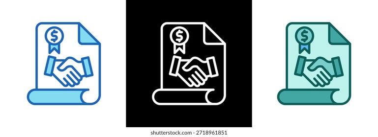 Ilustración vectorial triple del icono del Acuerdo financiero
