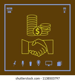 Financial  agreement and partnership line vector icon with handshake.Illustration on a Flat design style.
