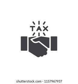 Financial agreement vector icon. filled flat sign for mobile concept and web design. Tax handshake simple solid icon. Symbol, logo illustration. Pixel perfect vector graphics