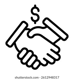 Financial Agreement Vector Line Icon Design
