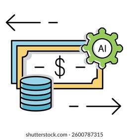 Financial Ai Cash Flow Direction Vector Icon Design