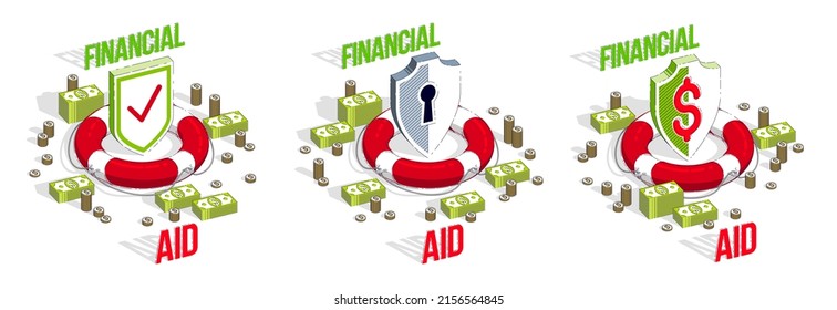 Concepto de ayuda financiera diseño de vectores 3D aislados en fondo blanco, elegante colección de ilustraciones de temas de negocios y finanzas.