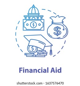 Financial Aid Concept Icon. Student Support With Money. Education Cost. Savings And Banking. Finance Idea Thin Line Illustration. Vector Isolated Outline RGB Color Drawing. Editable Stroke