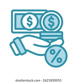 Financial Aid mini illustration dual tone color icon, use for trade wars, economy, business, finance, economic competition, UI, UX kit, app and web development, digital or print.