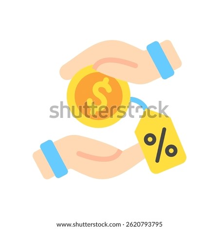 Financial Aid mini illustration flat color icon, use for trade wars, economy, business, finance, economic competition, UI, UX kit, app and web development, digital or print.