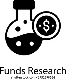 Financial alchemy, funds research icon in editable filled style 