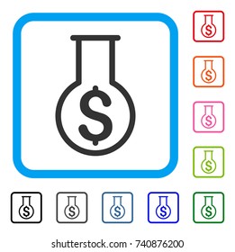 Financial Alchemy icon. Flat gray pictogram symbol in a light blue rounded rectangular frame. Black, gray, green, blue, red, orange color additional versions of Financial Alchemy vector.