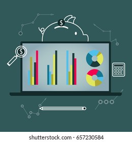 Financial analysis. Budget planning concept. Flat banking and finance icon