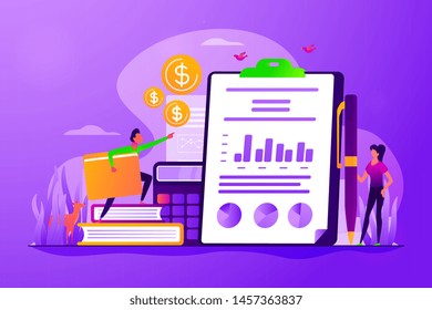 Financial analysis, business plan. Profit and loss report. Cash flow statement. Income statement, company financial statement, balance sheet concept. Vector isolated concept creative illustration