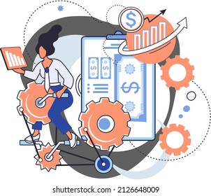 Financial analysis concept effective management of funds other assets of company. Consultant expert marketer or analyst studying diagrams, charts financial reports. Accounting organization process